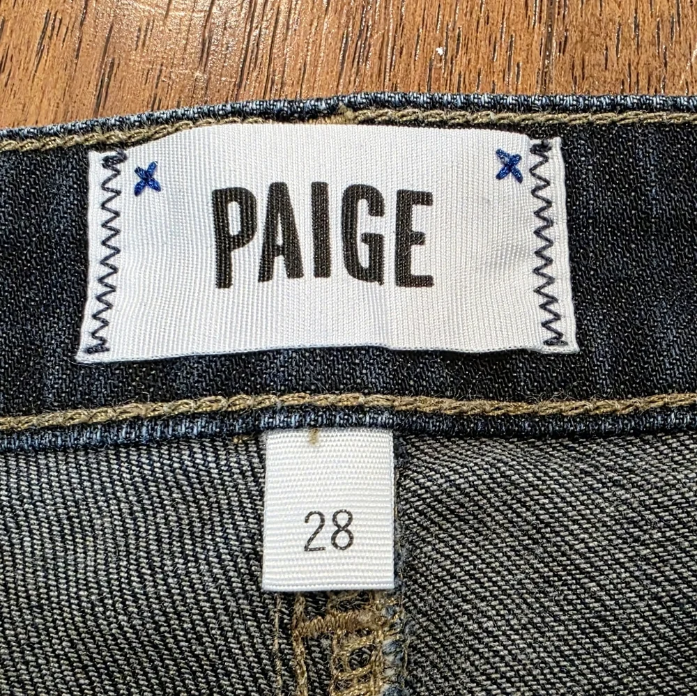Paige Jimmy Jimmy Dark Blue Denim Stretch Shorts Whiskering Clean Girl Chic. 28